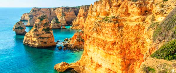 Cliffs overlooking a beach on the Algarve, Portugal